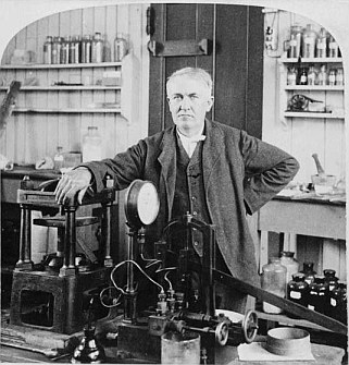 Thomas Edison in laboratory